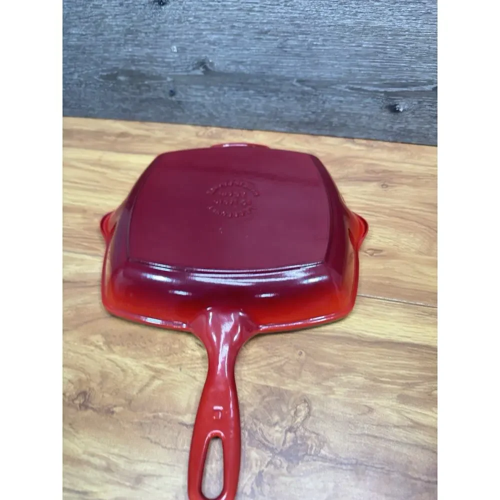 Le Creuset Red Square 10.25” Grill Pan Skillet 1.5 L Enamel Made in France